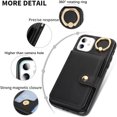 thumbnail image 4 of Allytechgroup iPhone 12 Mini Wallet Case, Ring Holder Stand Cards Slots Shockproof Retro Flip Back Cover Phone Case for Apple iPhone 12 Mini, Black, 4 of 6