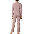 thumbnail image 3 of INSPIRE CHIC Women's Lounge Sets Long Sleeves Knit Pullover Tops with Pants Pajama Sets S Pink, 3 of 6