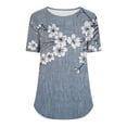 thumbnail image 5 of Staron Hauts pour Femmes Liquidation d'Été à Moins de 5$ T-shirt Décontracté Tendance Col Rond Manches Courtes Tunique Plissée Mode Ample Basique d'Été, 5 of 5