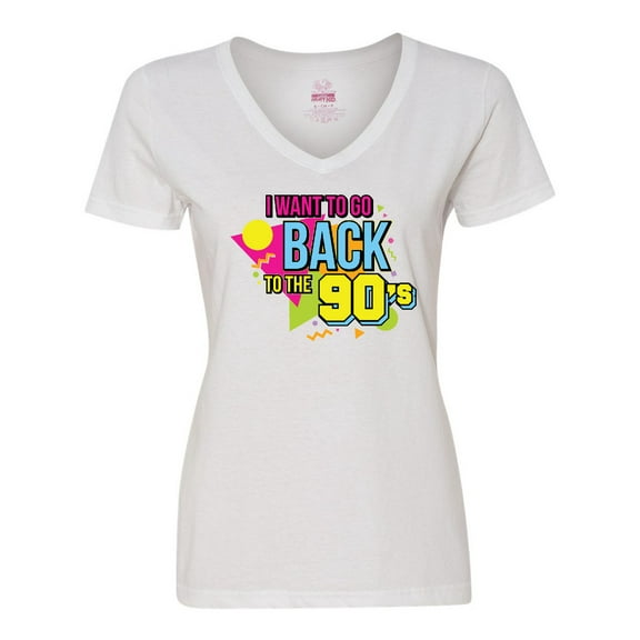 Inktastic I Want to Go Back to the 90's Women's V-Neck T-Shirt