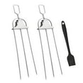 thumbnail image 1 of Brochettes en Acier Inoxydable Semi-Automatiques pour Barbecue Extérieur Fourchette de Gril à Trois Broches pour, 1 of 8