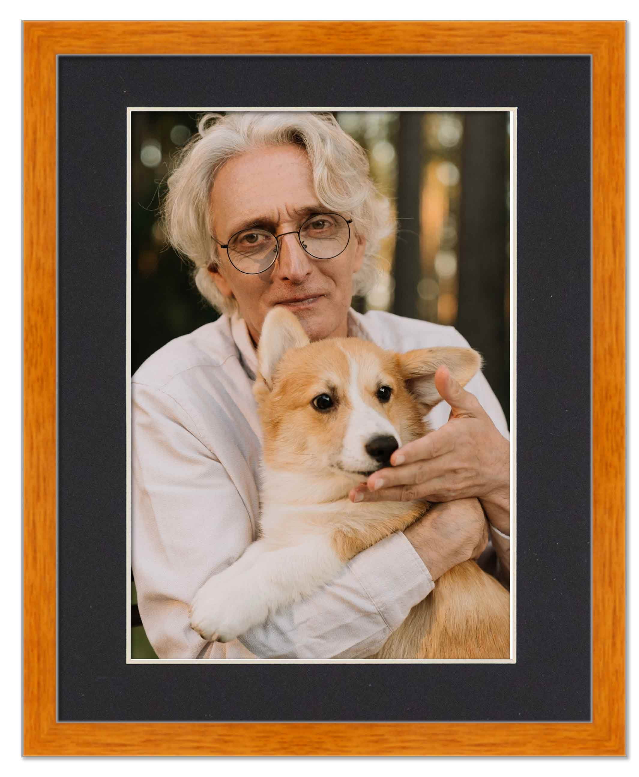 16x20 Frame Honey Pecan With Black Picture Mat For 16x20 Photo - Honey Pecan 18x24 Frame To Display