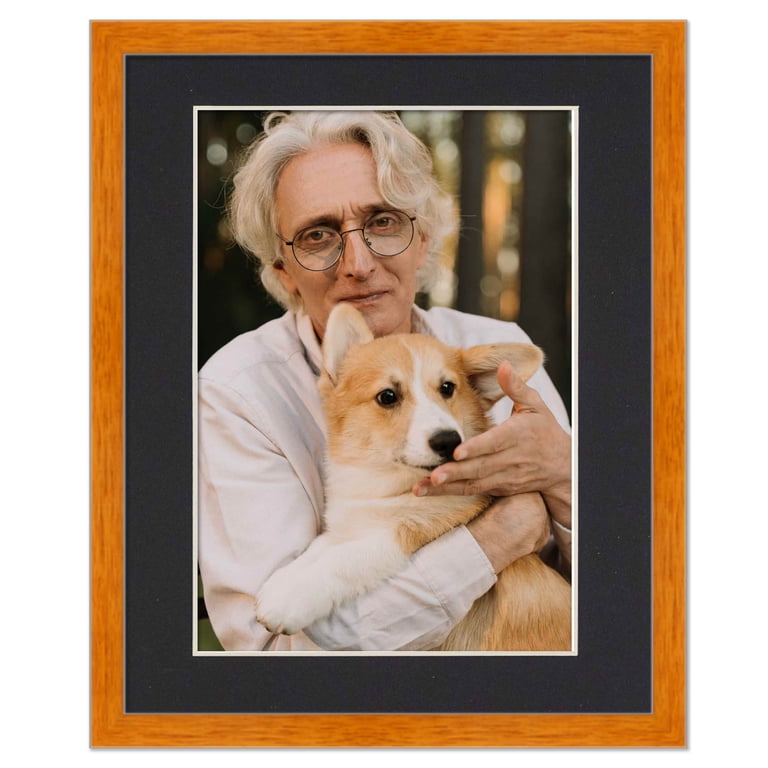 8x10 Frame Honey Pecan With Black Picture Mat For 8x10 Photo