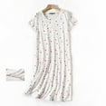 thumbnail image 3 of Gibobby Pijamas para mujer Camisón de algodón para mujer, ropa de dormir, camisa de manga corta, vestido de dormir con estampado informal(Blanco,XL), 3 of 4