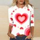 thumbnail image 1 of Xuyuer Valentine's Day 3/4 Sleeve Tee - Ladies' 3/4 Sleeve Printed T-Shirt for Romantic Date Nights, Love-Themed Photo Shoots, Unique Heart Pattern Statement Wear & Couples' Matching Style, 1 of 6