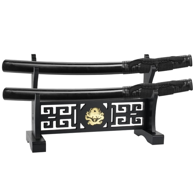 Soporte para espadas, soporte clásico chino para espadas Loong de cinco garras, estante de exhibición de katana de doble capa, soporte de madera para espadas para katana, wakizashi, espada Zoro, espad