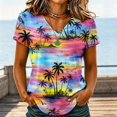 thumbnail image 2 of Sewkxo Womens Summer Tops Short Sleeve Casual Shirts Floral Tee Trendy 2026 Basics V Neck Plain Tshirt,Black M, 2 of 5