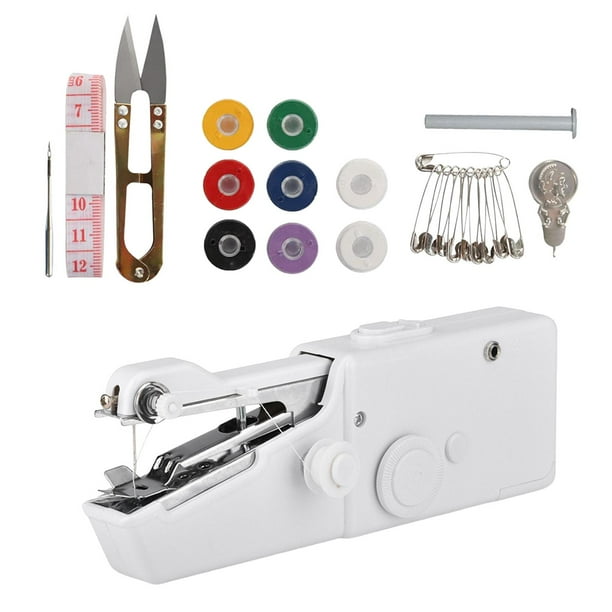 Mini máquina de coser eléctrica Máquina de coser de mano Mini herramienta portátil (blanca) con accesorios de costura para reparación de ropa en el Soledad Máquina de coser de mano