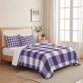 thumbnail image 5 of King Quilt Set 96''x106'', Purple Checkered Lightweight Summer Bedspread Coverlet Set with 2 Pillow Shams, Farmhouse Buffalo Plaid Breathable All Season Quilt Bedding for Bedroom/Guest Room, 5 of 9