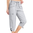thumbnail image 3 of Capris for Women Quick Dry Elastic Waist Straight Leg with 6 Pockets Lightweight Casual Summer Hiking Pants, XL, 3 of 7