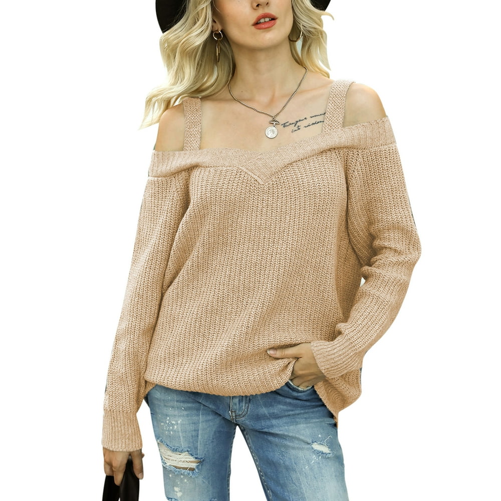 Avamo - Women Autumn Long Sleeve Cut Out Cold Shoulder Pullover ...
