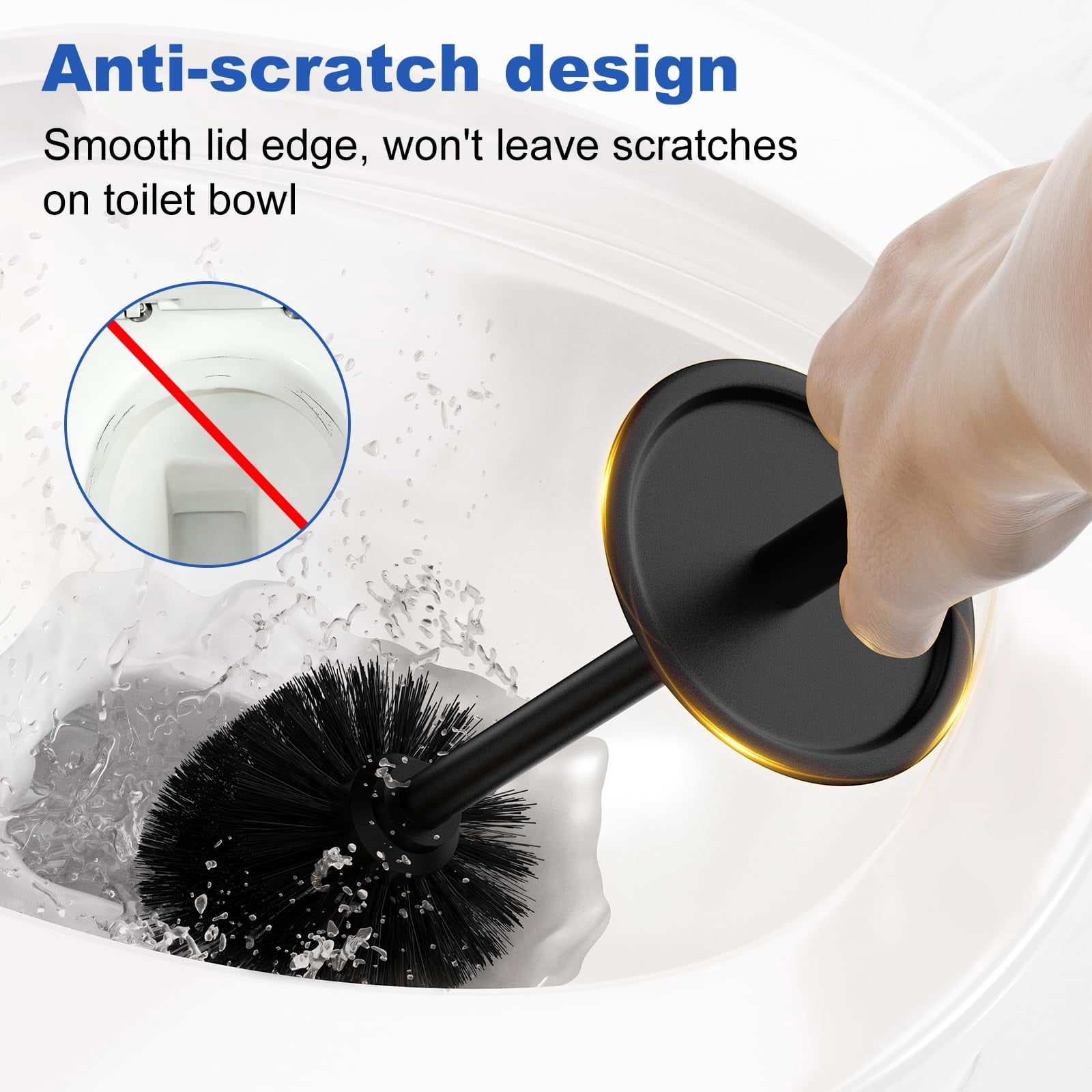 Toilet Brush and Holder Set Black 304 Stainless Steel Bathroom Cleaning