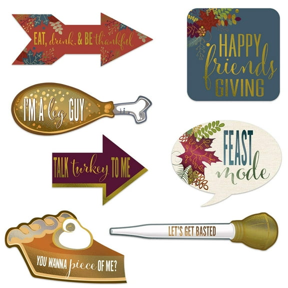 Beistle 7-Piece Friendsgiving Assorted Designs Photo Fun Signs | Multicolor | 1 Pack