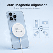 WTUHU Magnetic Wireless Charger 15W Fast Mag-Safe Charging Pad for iPhone 17/16/15 /14/13/12 Series AirPods 3/2/Pro/Pro 2, White
