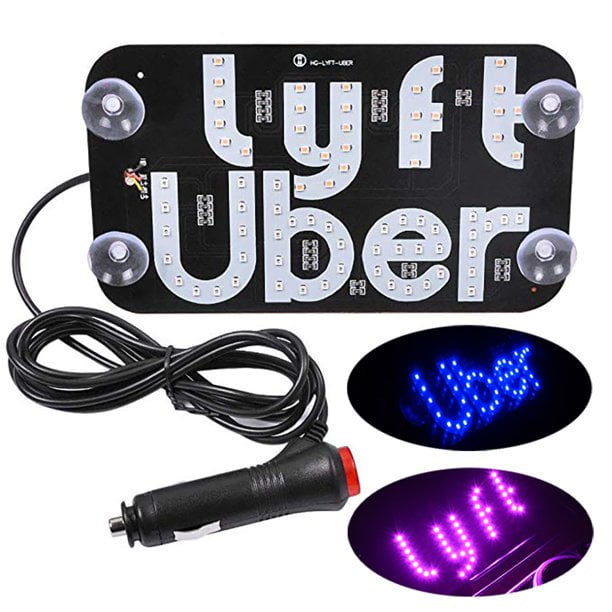 Glow LED Taxi Sign Logo Decal Stickers with Suction Cups Taxi Flashing Hook on Car Window with DC12V Car Charger Inverter Taxi Blue LED Sign Decor 