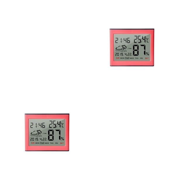 Bewildely Termómetro higrómetro electrónico ajustable con soporte, Detector colgante, estación meteorológica, medidor de temperatura y humedad naranja rosa 2piezas Bewildely CBP214143