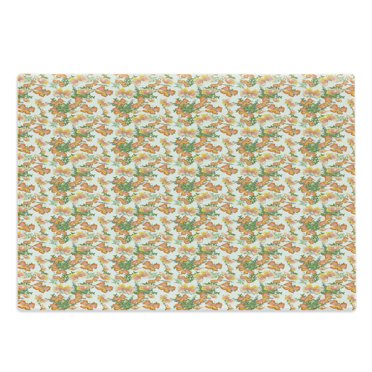 Spring Cutting Board, Nature Themed Pattern of Colorful Butterflies on Leafy Branches Repetition, Decorative Tempered Glass Cutting and Serving Board, in 3 Sizes, by Ambesonne