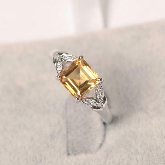 HeartsAndYou 1.6ct Natural Citrine & Diamond Engage Ring Leaf Accent 14k SOLID White Gold