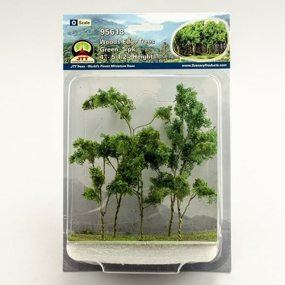 JTT Scenery 95618 WOODS EDGE TREES Green, 4" to 5.5", O-scale, 5/pk