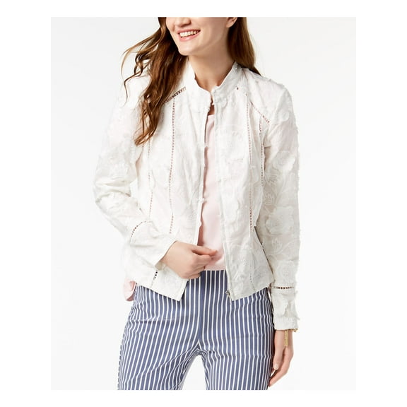 INC $120 Womens New 0589 White Eyelet Casual Jacket S B B