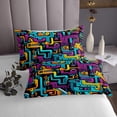thumbnail image 3 of Chemistry Quilt Set Queen Size,Purple Teal Yellow Laboratory Tube Bedding Set Teens Room Decor,Science School Theme Bedspread Set Geometric Quilts Bed Set 3Pcs, 3 of 5