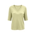 thumbnail image 5 of Yellow Shirts for Womens 3/4 Sleeve Fall Slim Fit Basic Shirt Layer for Office, 5 of 6