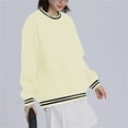 thumbnail image 5 of Women's Printed Round Neck Long Sleeve Sweatshirt, Autumn Winter Soft Skin-Friendly Comfortable Fabric Pullover Top for Daily Wear, Travel, Vacation, and Casual Occasions Beige L, 5 of 7