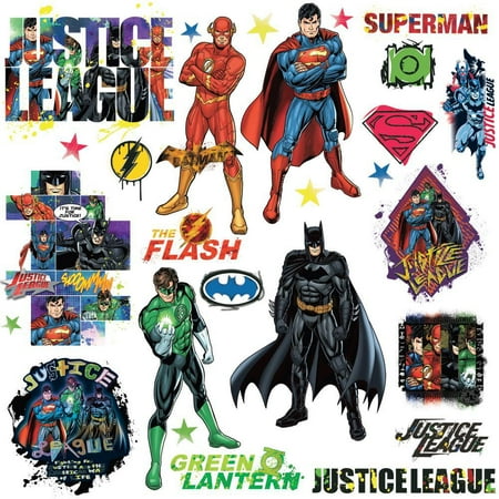 Vinyl Peel - DC COMICS JUSTICE LEAGUE Peel & Stick Vinyl Wall Decals Superman Batman Kids Room Decor Stickers