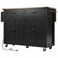 thumbnail image 5 of 53.5" Farmhouse Kitchen Island Cart - Folding Extension, 4 Locking Wheels, Spice Rack and Drawer, Mobile Prep Station, Charcoal Black, 5 of 5