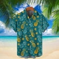 thumbnail image 2 of ZCFZJW Mens Casual Button Down Graphic T-Shirts Trendy Summer Short Sleeve Lapel Collar V Neck Bowling Shirts Tropical Beach Hawaiian Tops Green XXXL, 2 of 5