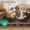 thumbnail image 4 of ODIKA 8'x10' Washable Area Rug Vintage Layout Distressed Border Motifs Ornate Faded Hallway Boho Refined for Dining Room, Large Office, Lounge, Non-Slip Chair-Friendly Mat, 4 of 7