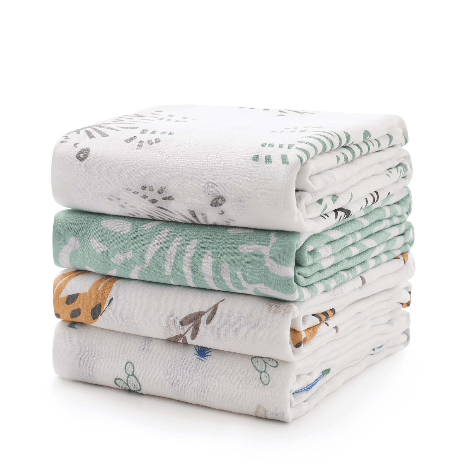 Momcozy Muslin Swaddle Blankets, 4 Pack, Breathable 2-Layer Gauze Large 47'' x 47'' Baby Swaddling Receiving Blanket for Newborn Boys Girls, Bravery