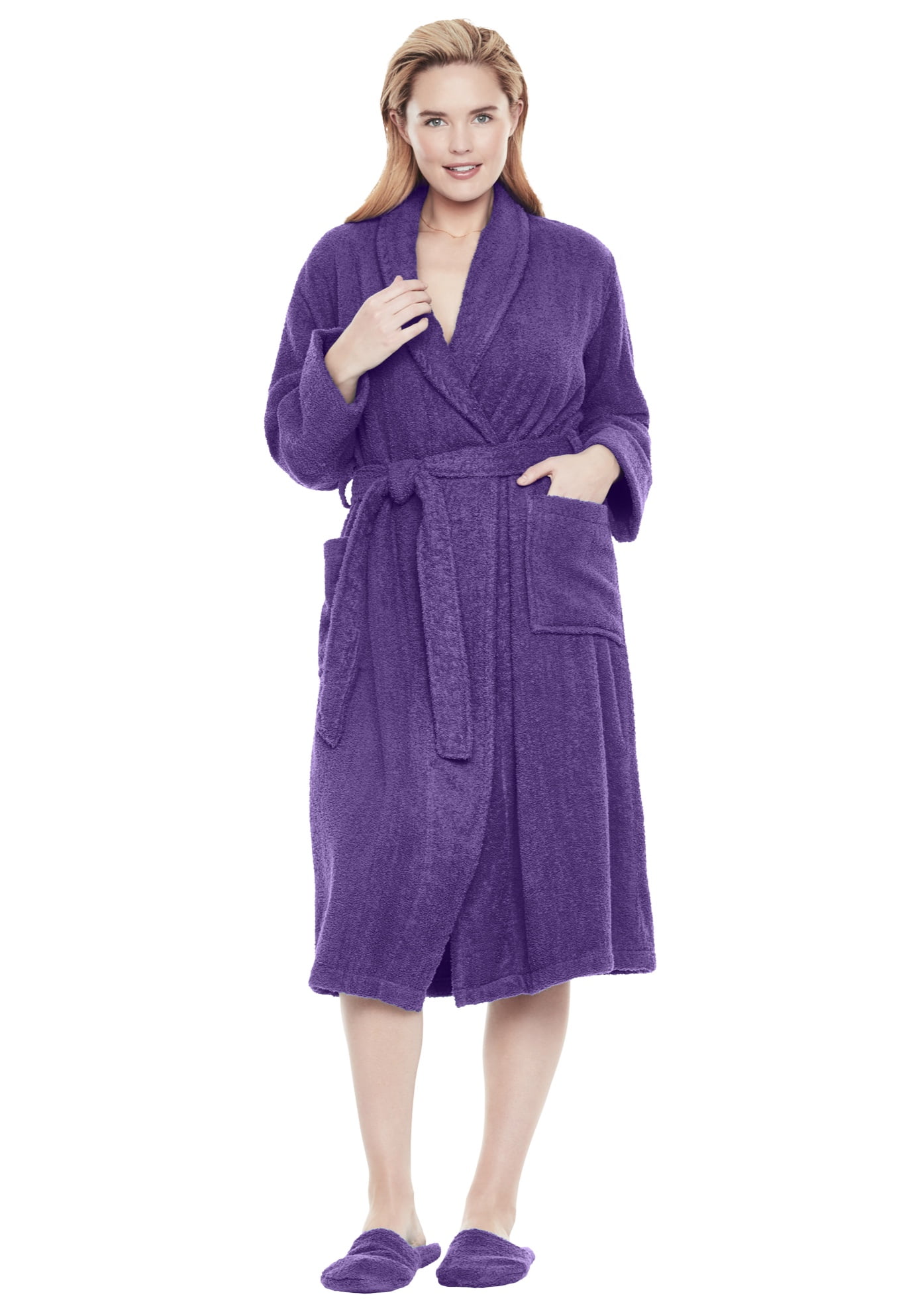 Dreams & Co. Dreams & Co. Women's Plus Size Short Terry Robe