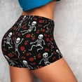 thumbnail image 5 of Yiaed Skeleton with Roses Print Women's Athletic Shorts Running Shorts Sporty Short High Waisted Elastic Workout Shorts for Yoga Gym Running & Sports -Medium, 5 of 8