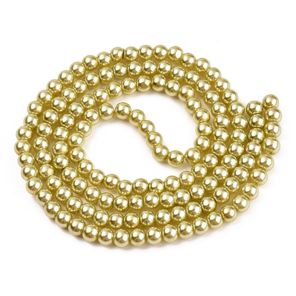 20strands Baking Painted Pearlized Glass Pearl Round Bead Strands Yellow Green 6~7mm Hole: 1mm about 135~140pcs/strand 31.4 inch