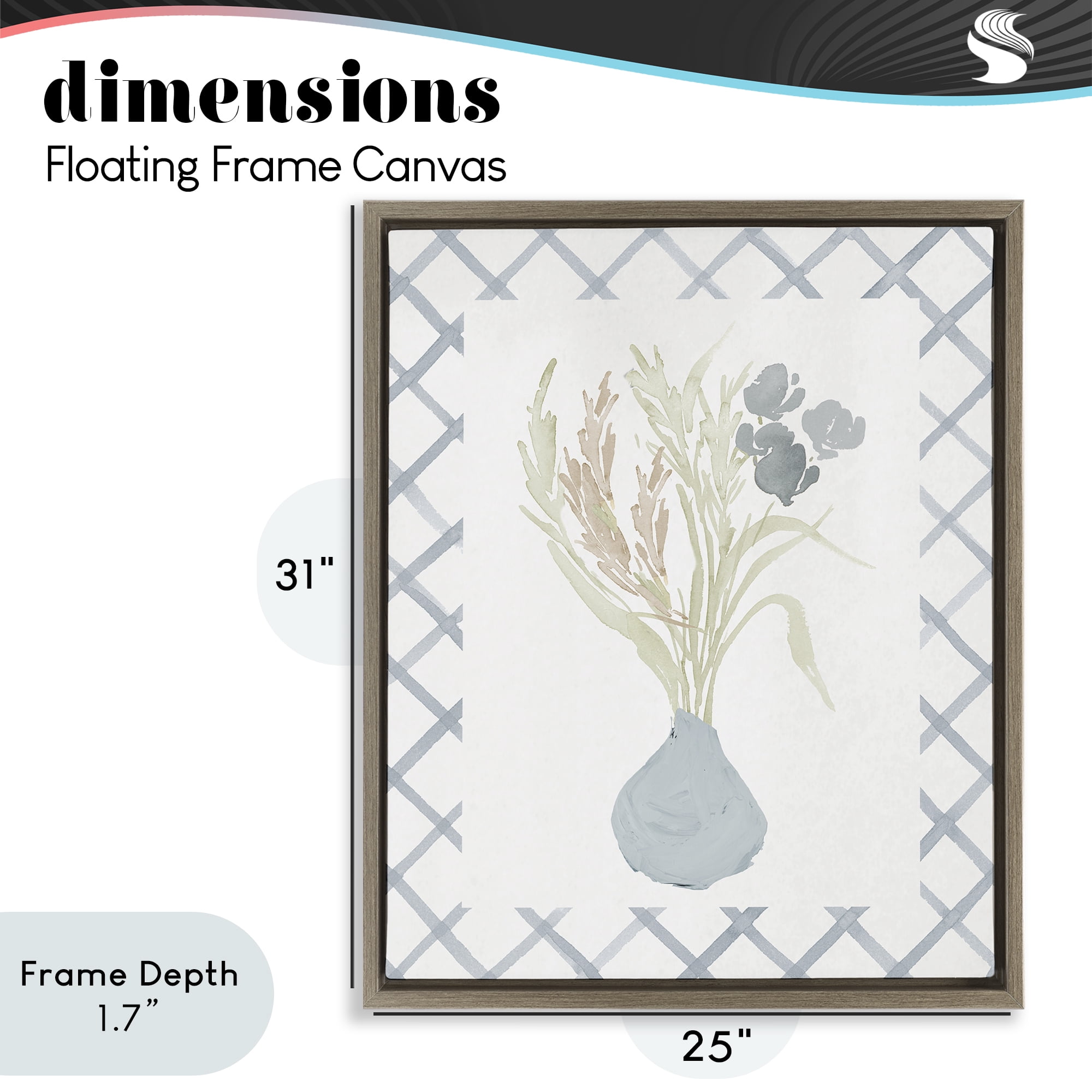 Stupell Industries Soft Blue Anna Bouquet Brown Framed Floater Canvas Wall Art, design by Elizabeth Medley