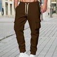 thumbnail image 2 of JTieacloth Mens Casual Pants Solid Color Casual Trousers With Side Pockets Comfortable Flat Front Design For Everyday Wear Brown, 2 of 5