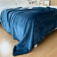 thumbnail image 5 of LOMAO Flannel Blanket Soft Throw Blanket with Pompom Fringe Lightweight Bed Blanket Fit Couch Sofa(51"x 63")(Aegean Blue), 5 of 7
