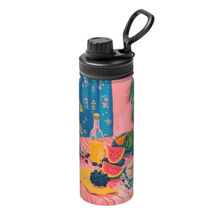 

Lukts Colorful Summer Fruit Table Print 18oz Insulated Sports Kettle Outdoor Sport Gym Stainless Steel Water Bottles