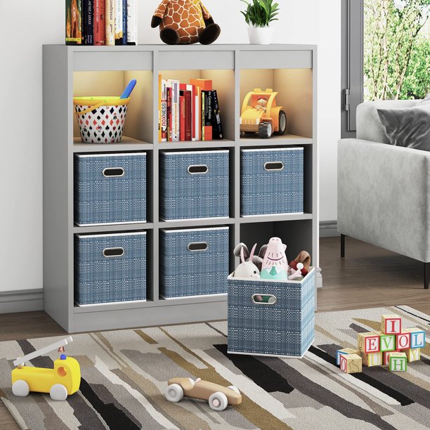 Wisdom Star 6 Pack Fabric Storage Cubes with Oval Grommets, Foldable 11 ...