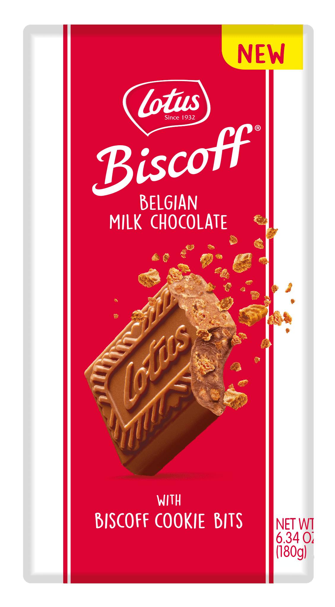Biscoff Milk Chocolate Cookie Bits Bar, Premium Belgian Tablet Candy Crunch, 6.24 oz
