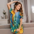 thumbnail image 3 of Easygdp Bright Paper Cactus Scene Camisón de manga corta para mujer, informal, estampado, 3 of 6