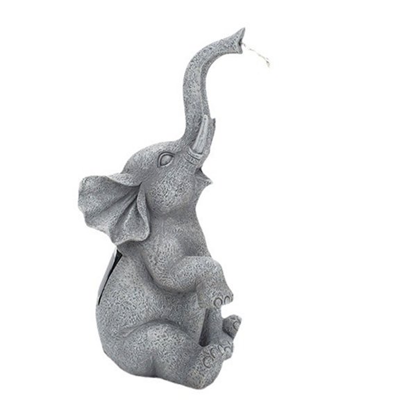 Solar Elephant Statue Solar Resin Garden Decor Outdoor Sculpture Resin Garden Decor for Outdoor Display