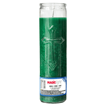 MagicLight Religious Candles 9.6 oz - Glass Jar, Unscented, Two Cross Green