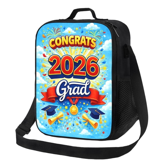 Graduation 2026 Lunch Bag Insulated Thermal Box with Shoulder Strap & Handle for Work and Picnic