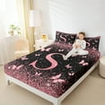 thumbnail image 4 of Homewish Monogrammed S Female Bed Sheets, Cartoon Pink Kawaii Butterfly King Sheets, Glitter Stars Diamond Sheet Set, Super Cozy Room Decor, 4-Piece, 4 of 7