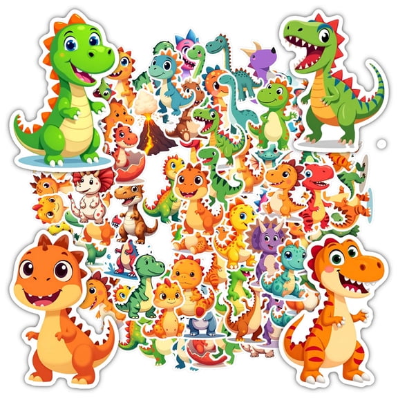 35pcs-50pcs Cartoon Dinosaur Stationery Stickers Kids Stickers Animal Stickers for Luggage Laptop Fridge