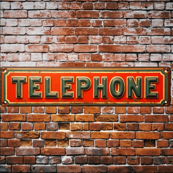 TELEPHONE Themed Tin Signs - 16x4 Inches - Ideal for Living Room, Vintage Decor, Retro Space Decor - Vintage Metal Wall Art, Nostalgic Vibe, Pair with Street Signs, Garage Accessories