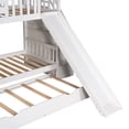 thumbnail image 6 of Twin Over Twin Bunk Beds with Trundle & Slide, Solid Pinewood House Bedframe w/ Storage Staircase, Roof & Window Design, No Box Spring Need, White, 6 of 7