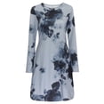 thumbnail image 4 of Honeeladyy Clearance under 10$ Women Vintage Maxi Dress Casual Soft O-Neck Long Sleeve Tie-Dye Printed Long Dress Irregular Hem Autumn Pocket Dress, 4 of 9